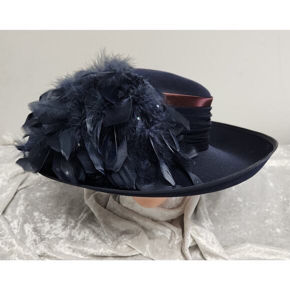 Chapeau Creations by Ruth Kropveld Navy Blue Womens Couture Hat main image 10